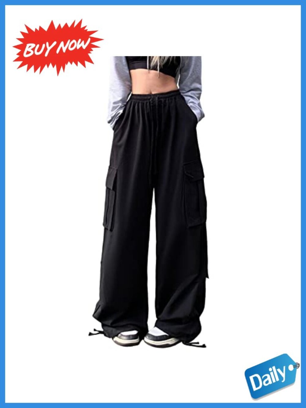 Linsennia Cargo Pants Baggy Y2K Streetwear High Rise Wide Leg